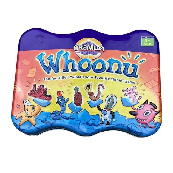 Whoonu Board Game‎ Tin Cranium Family Night Cards Chips 2005 Favorite Thing Fun - Picture 1 of 14
